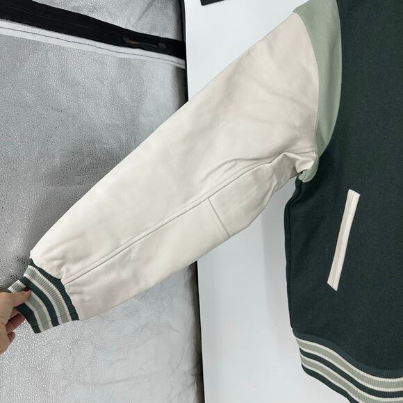 Nike Sportswear Destroyer Womens XS Jacket Wool Leather Varsity Green FN3672 - Picture 6 of 15